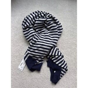 NWT - COMME DES GARÇONS Knit Cashmere Scarf Huge Size 80" X 57" Navy Striped